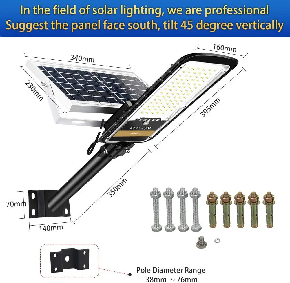 Lámpara Solar LED Monocristalina con Control Remoto - IP67 Impermeable - Luz Blanca 6500K - Para Exteriores
