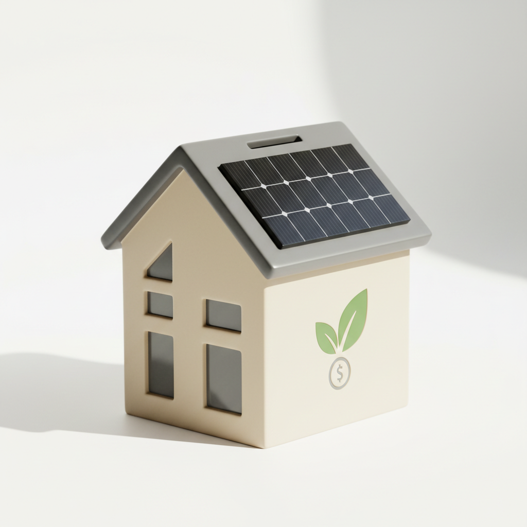 Alcancía casa con paneles solares