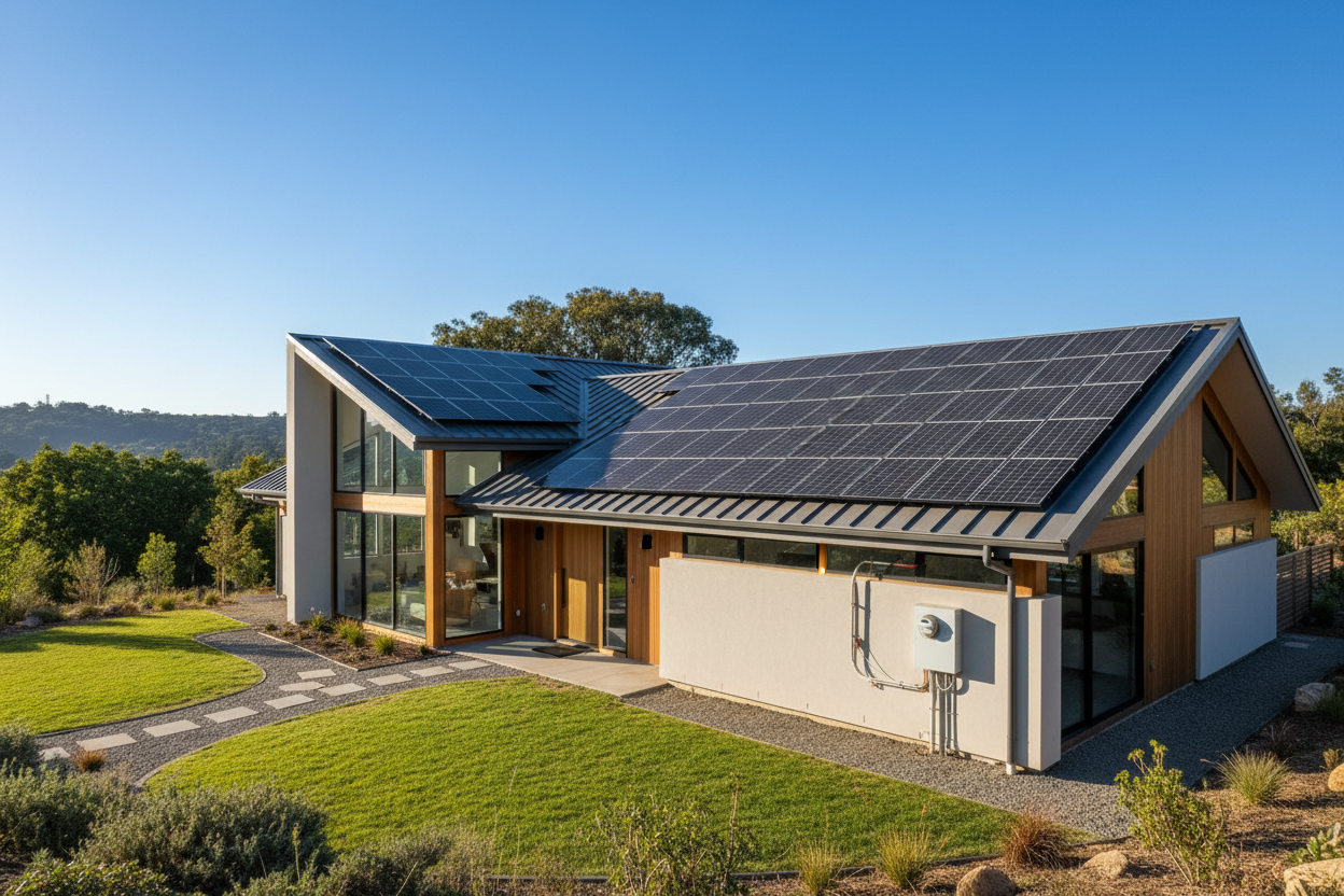 Casa moderna con paneles solares